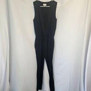 Lou & Grey Jumpsuit XS Black Sleeveless Elastic‎ Waist Pockets Womens Casual